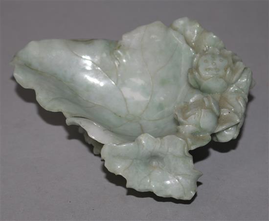 A Chinese jadeite lotus leaf brushwater